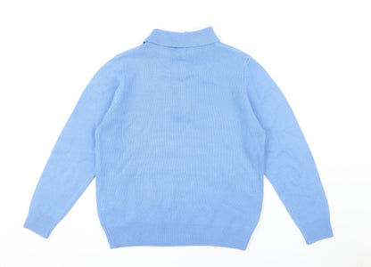 Damart Women's Blue Collared Jumper M Long Sleeve