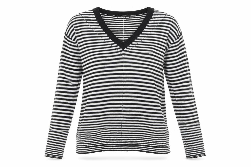 Next Women's Black V-Neck Striped Pullover Jumper Size 8