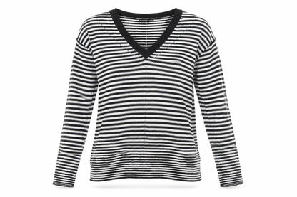 Next Women's Black V-Neck Striped Pullover Jumper Size 8