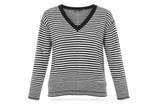 Next Women's Black V-Neck Striped Pullover Jumper Size 8