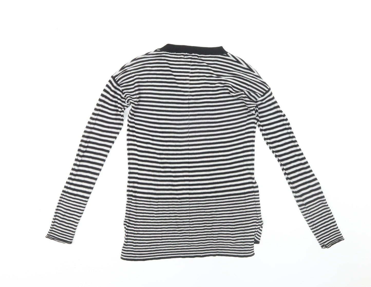 Next Women's Black V-Neck Striped Pullover Jumper Size 8