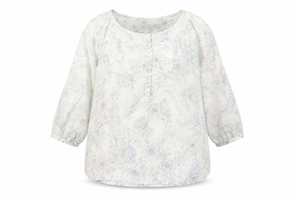 Marks & Spencer Women's Floral Blouse, Size 44, White, Linen