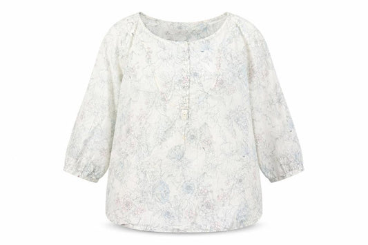 Marks and Spencer Women's Floral Blouse, Size 44, White, Linen