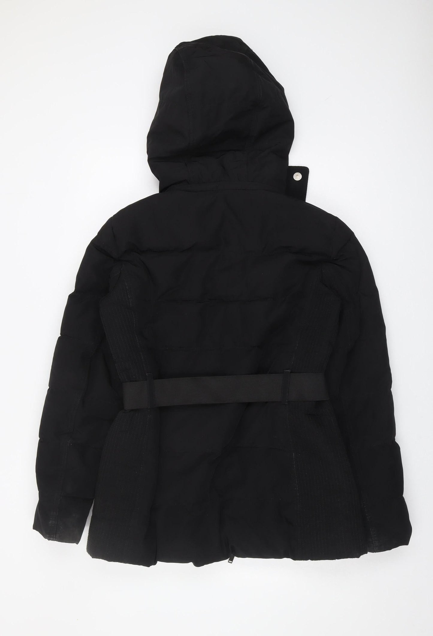 Mango Women's Black Puffer Jacket Size 14 Winter Hooded