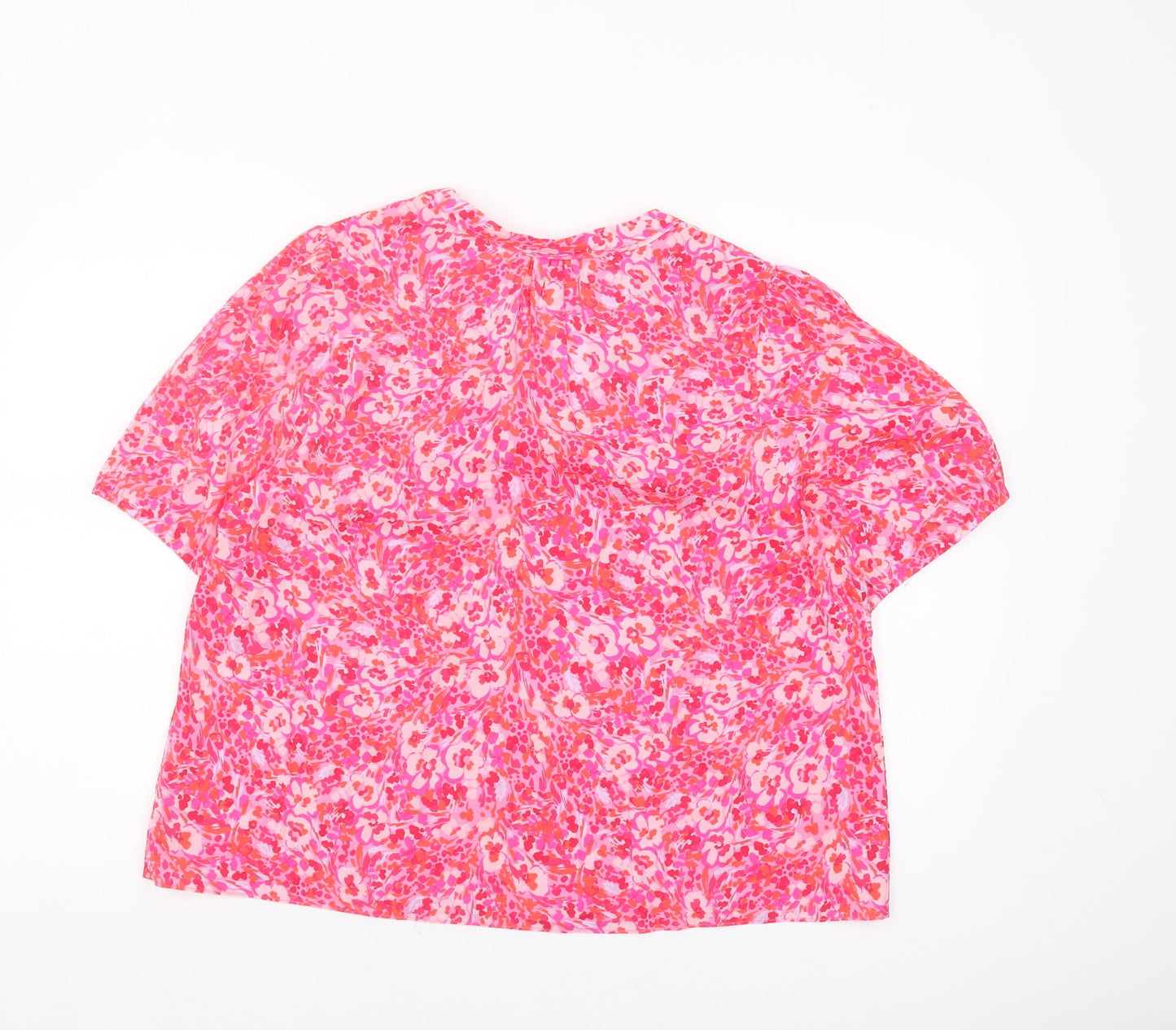 Hush Women's Pink Floral Blouse Size 16 V-Neck