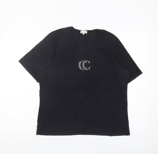 Women's Black XL Round Neck T-Shirt