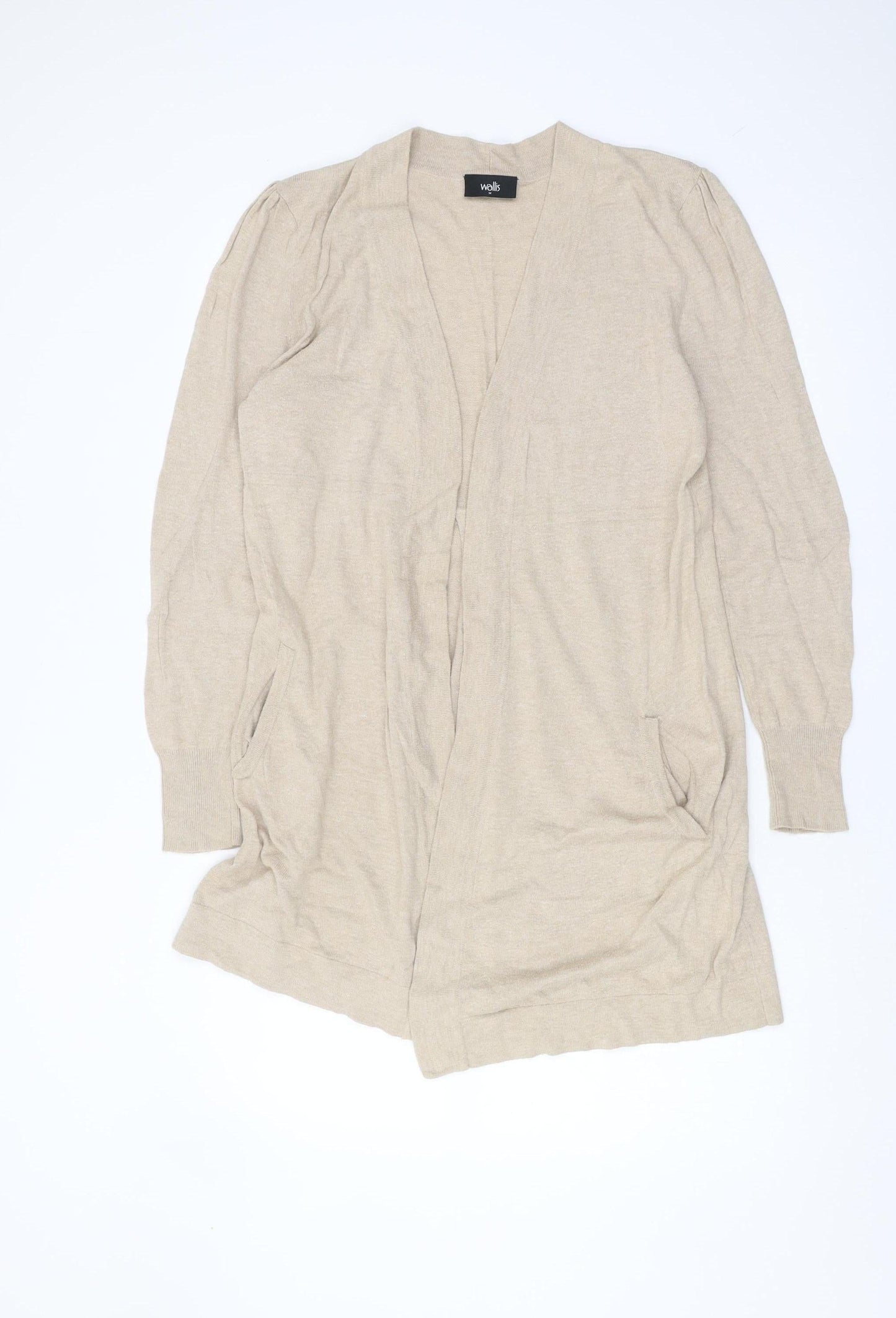 Wallis Women's Beige Open Front Cardigan, M, Long Sleeve
