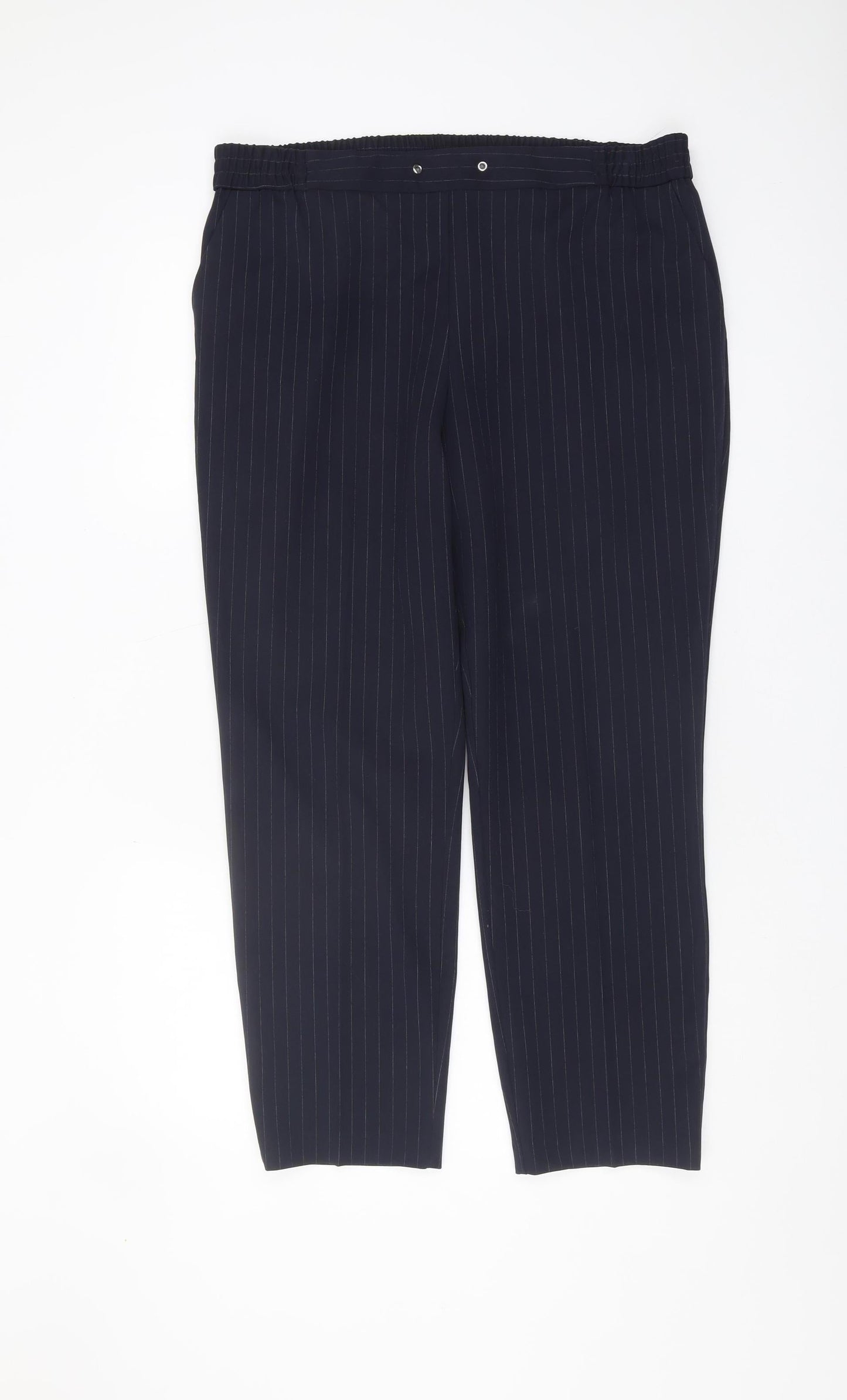 M&Co Women’s Navy Striped Trousers Size 14