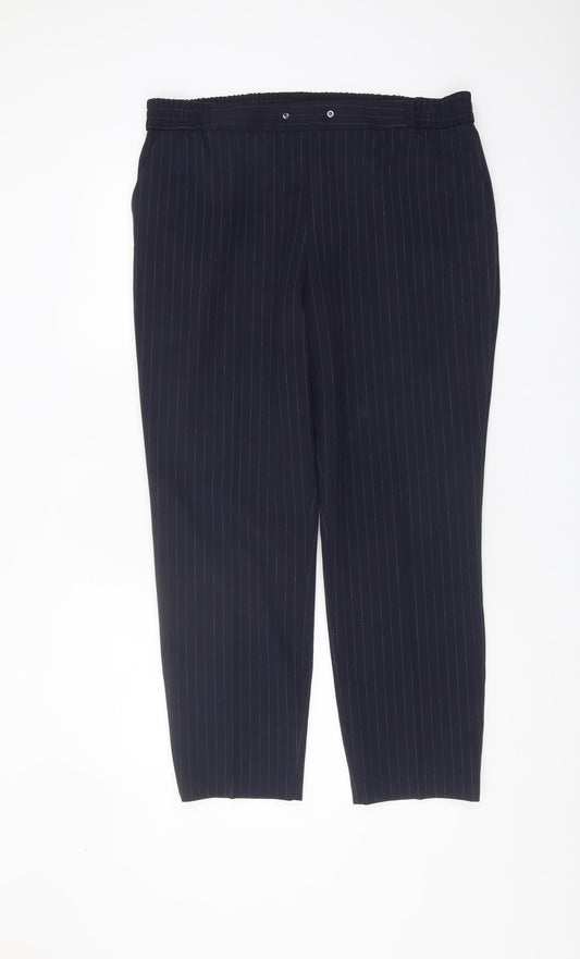 M&Co Women’s Navy Striped Trousers Size 14