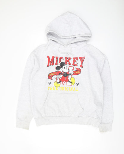 Preloved Disney Women's Grey Mickey Mouse Pullover Hoodie, M - Front