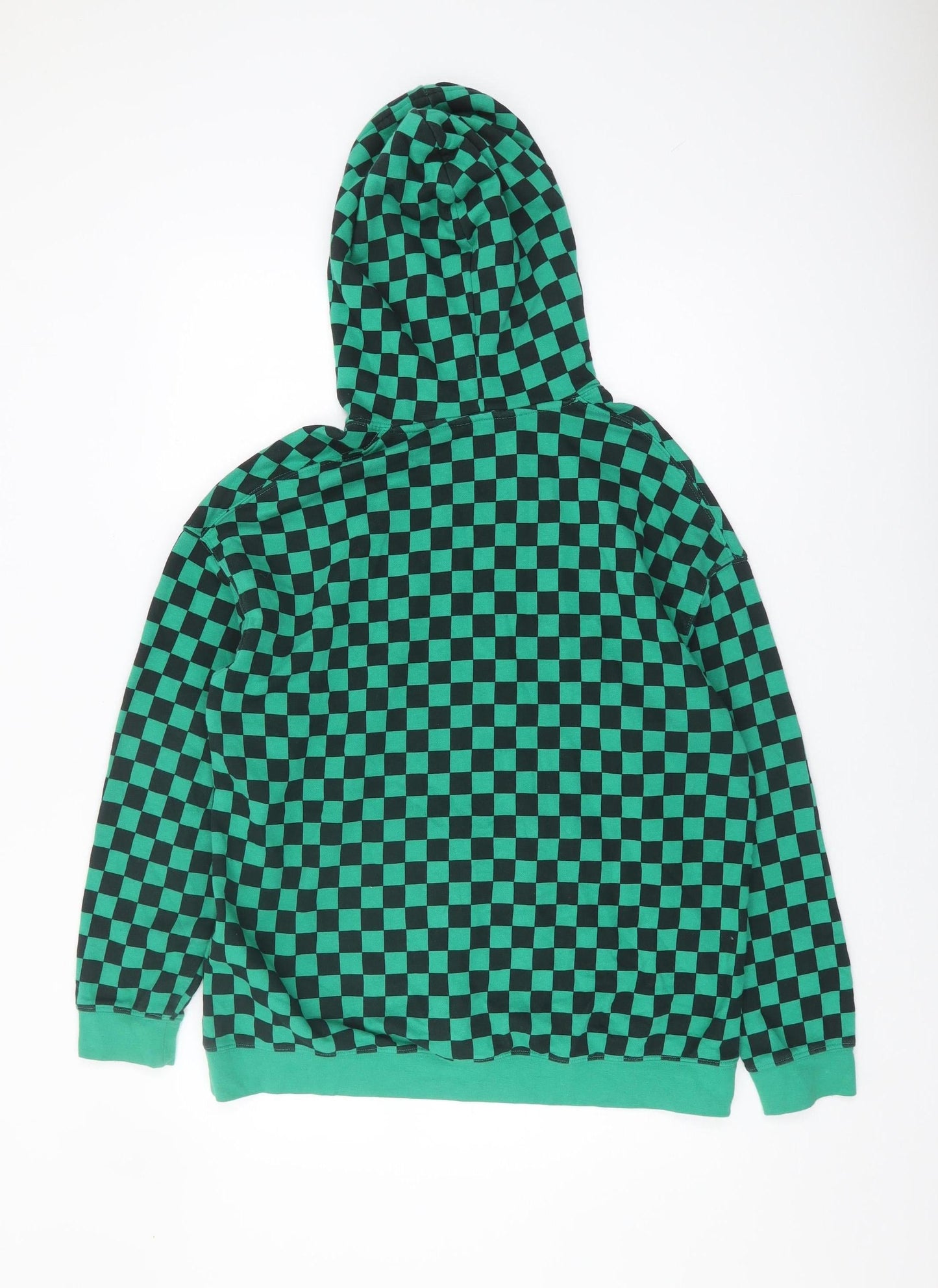 H&M Boys Green Check Pullover Hoodie Size 12-13 Years