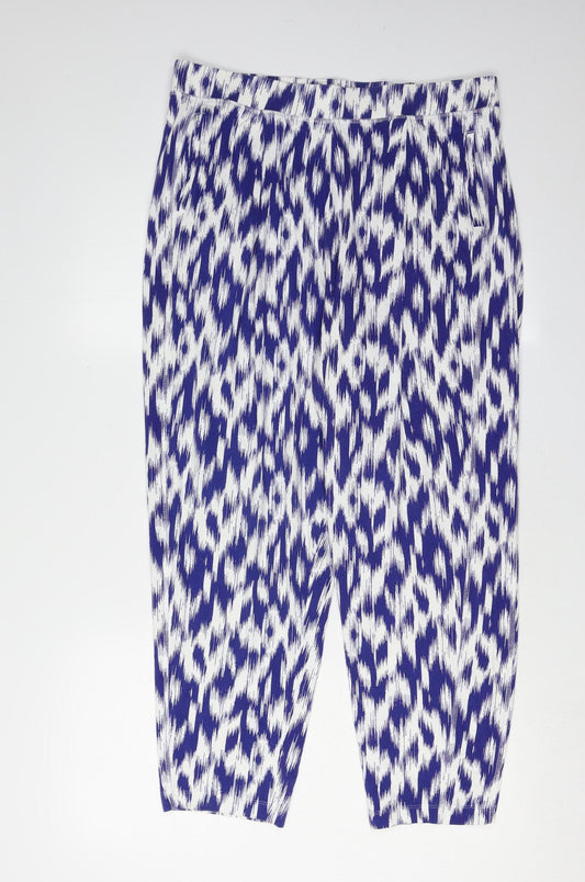 Marks and Spencer Women's Blue Animal Print Trousers