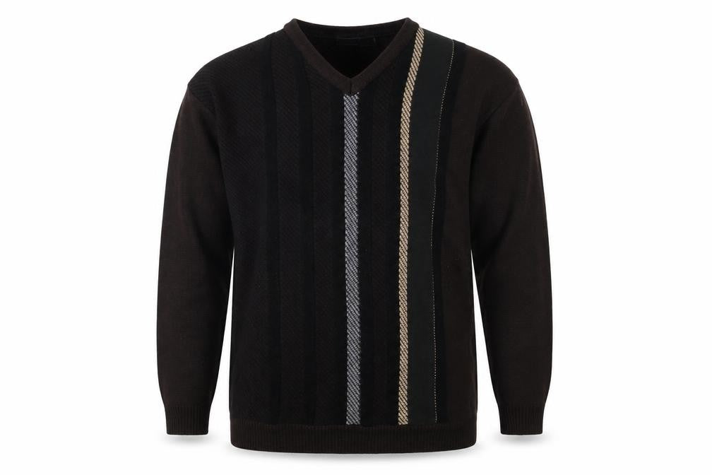 Mansize Men's Black 2XL V-Neck Knit Pullover