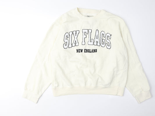 Six Flags XL White Sweatshirt Unisex Adults