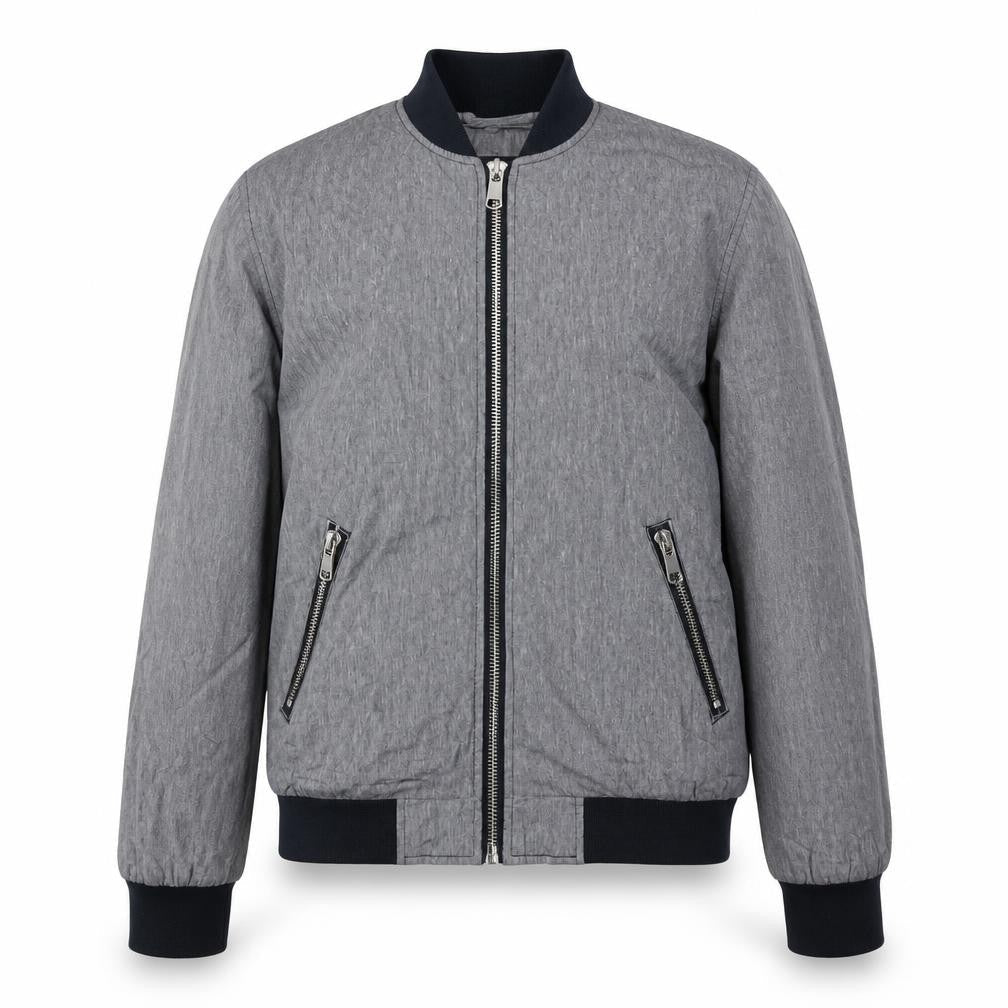 River Island Men's Grey Bomber Jacket, Size S, Casual Style