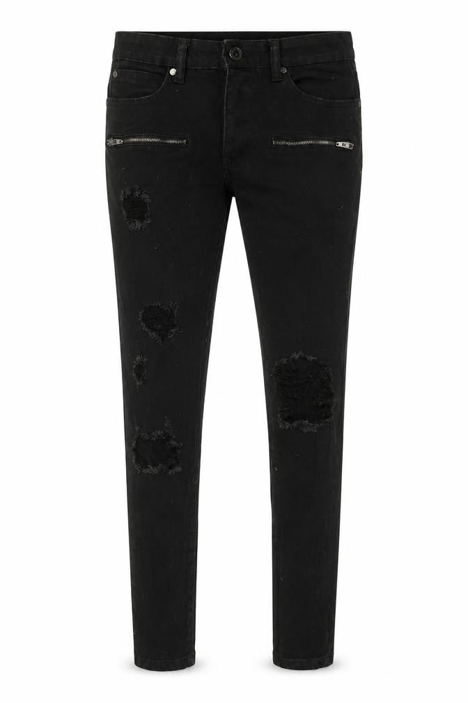 boohooMAN Black Skinny Fit Distressed Jeans 32R