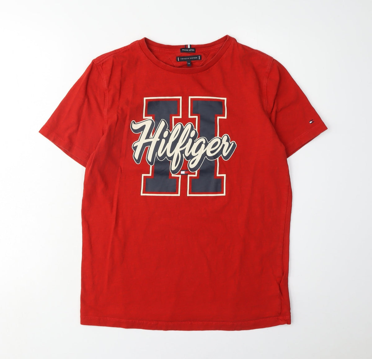 Tommy Hilfiger Boys Red Graphic T-Shirt - Size 16 Years