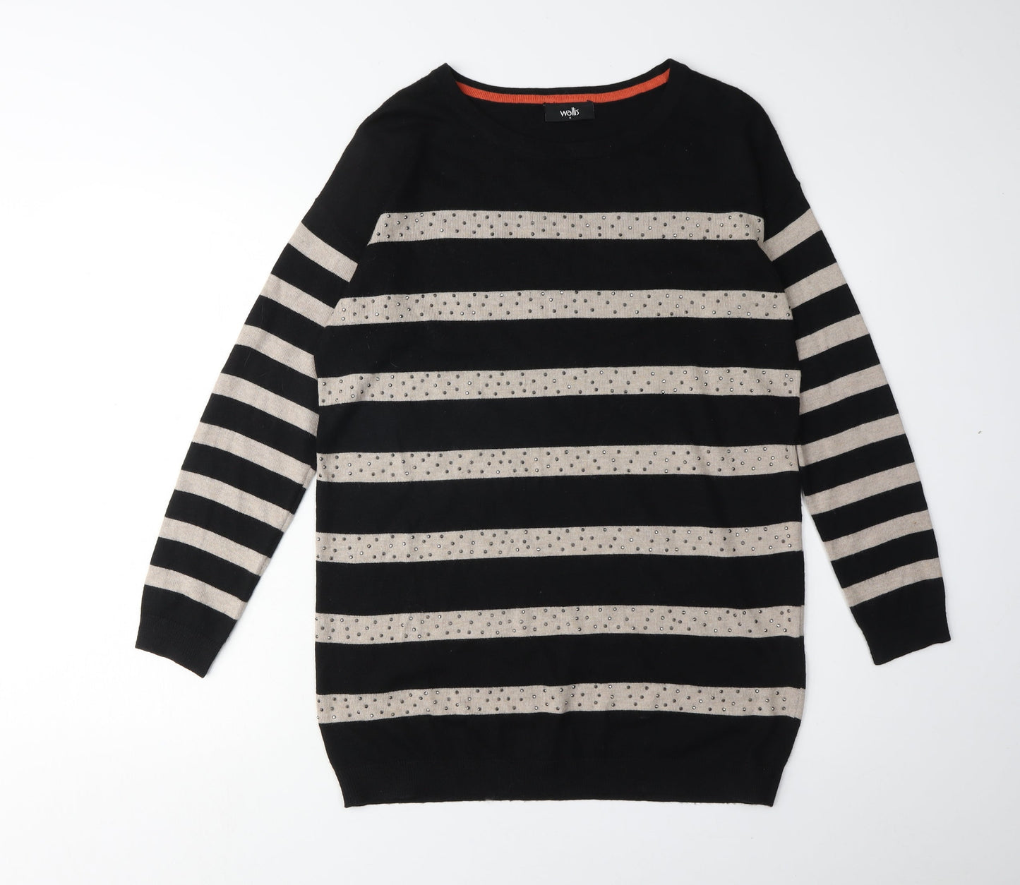Wallis Women's Black Striped Pullover Jumper, Size S