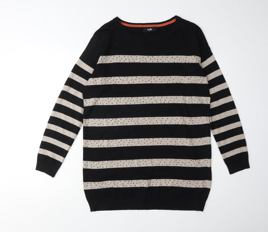 Wallis Women's Black Striped Pullover Jumper, Size S