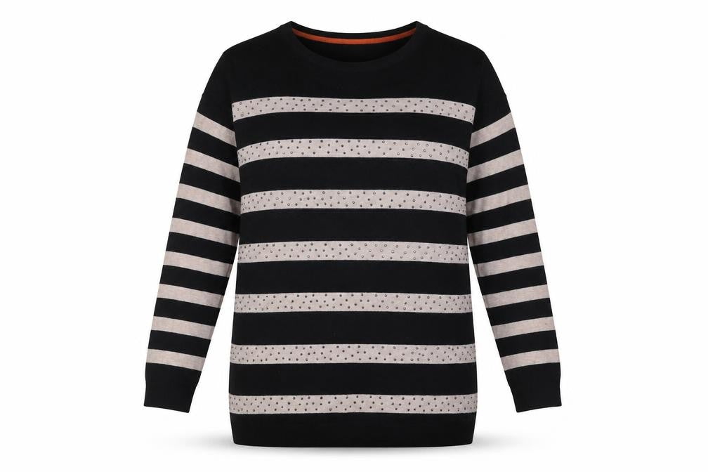 Wallis Women's Black Striped Pullover Jumper, Size S