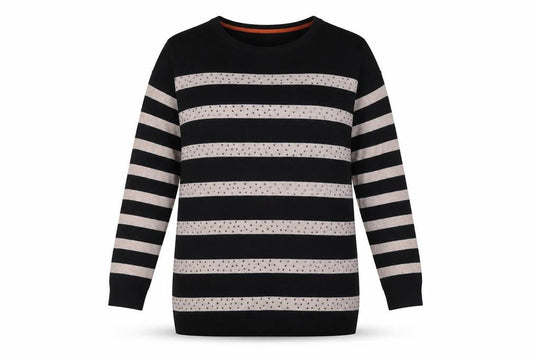 Wallis Women's Black Striped Pullover Jumper, Size S