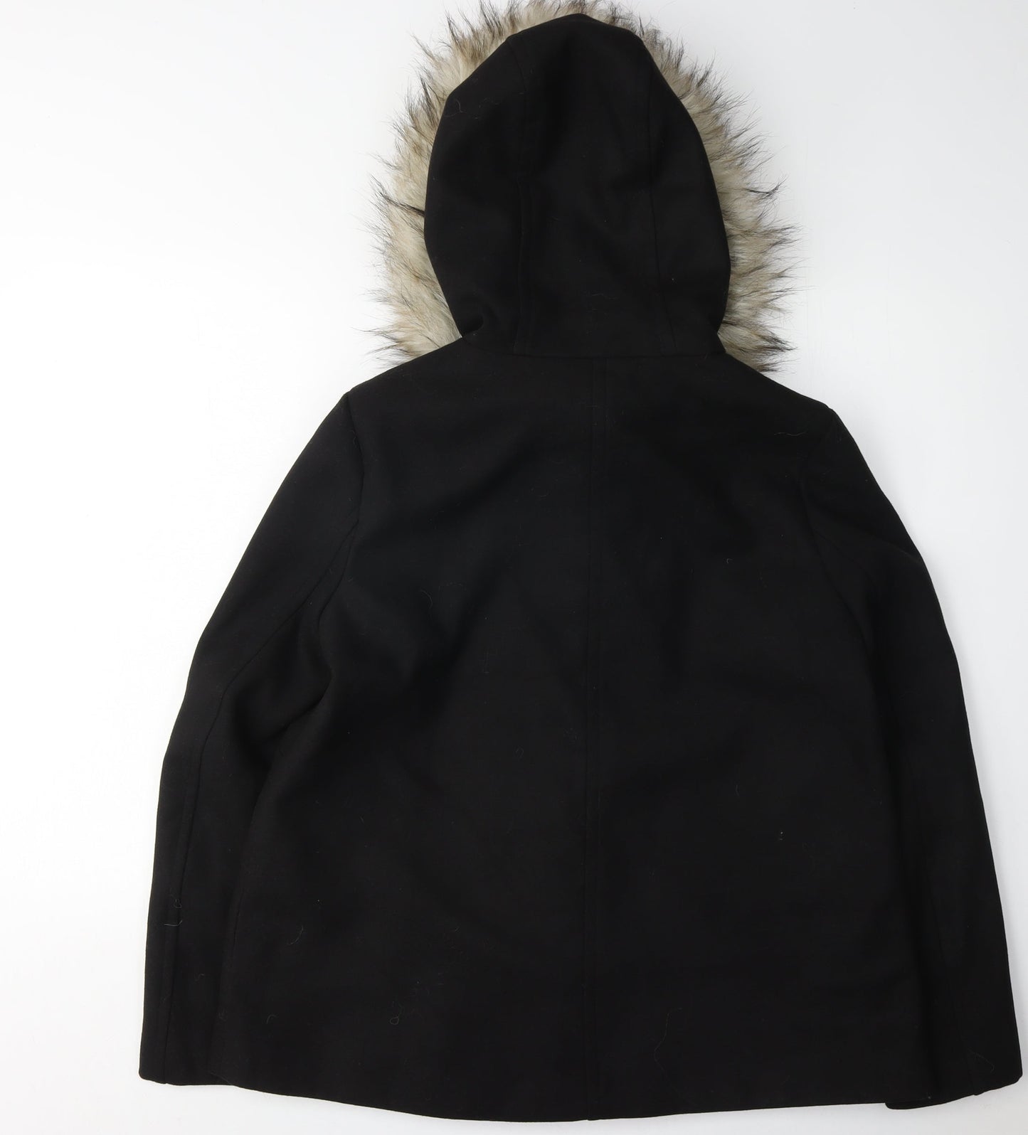 Zara Women's Black Hooded Parka Coat, M, Toggle Closure