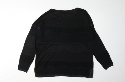 Next Women's Black Striped Round Neck Jumper Size 14
