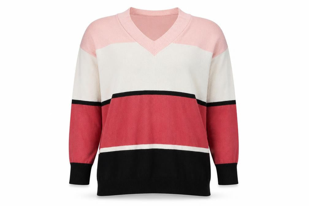 Principles Women's Multicoloured V-Neck Pullover Jumper Size 16