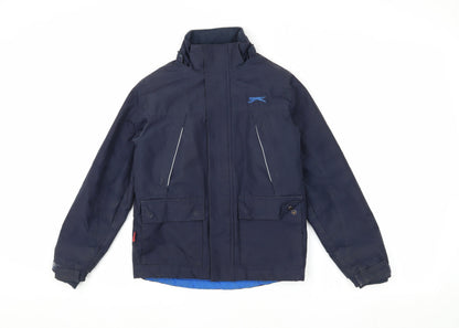 Additional front view of Slazenger boys’ blue jacket 7-8 years reflective winter coat