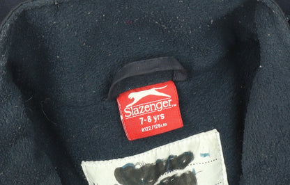 Close-up detail of Slazenger boys’ blue jacket 7-8 years reflective winter coat