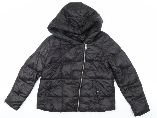 Mohito Women’s Black Puffer Jacket Size 10 Hooded
