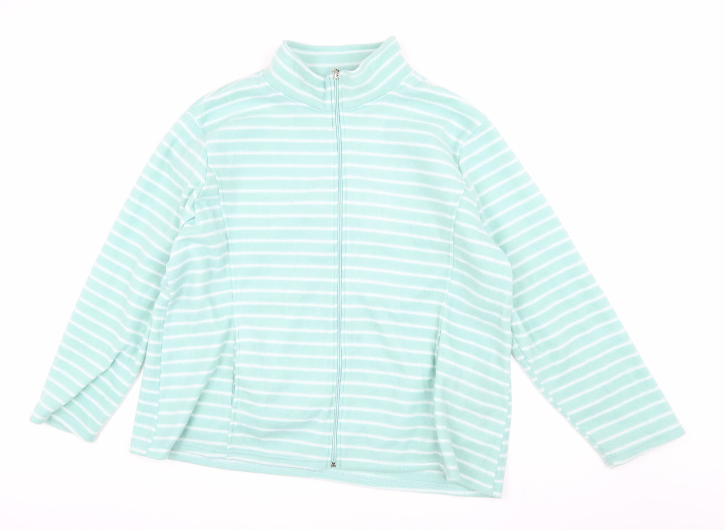 Anne de Lancay Women's Green XL Stripe Fleece Jacket