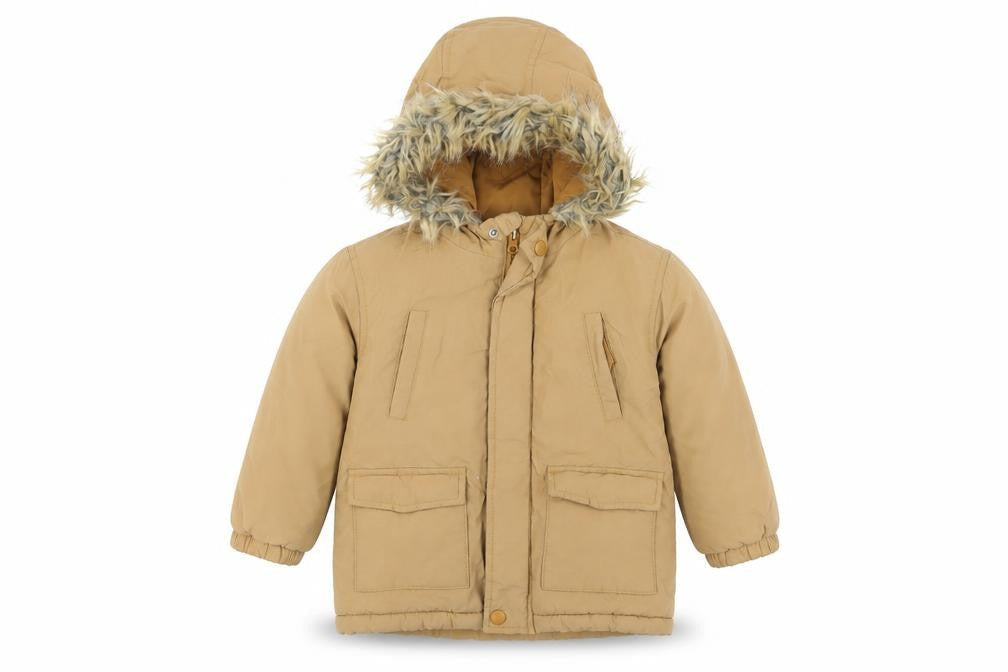 Mango Boys Beige Parka Coat 2-3 Years Hooded Winter Zip
