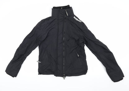 Additional front view of Superdry boys’ black nylon jacket l long sleeve zip