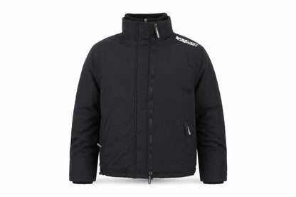 Front view of Superdry boys’ black nylon jacket l long sleeve zip