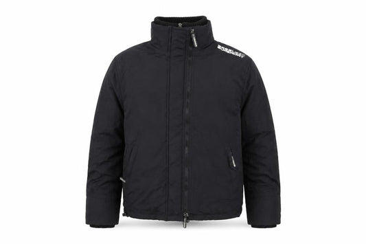 Front view of Superdry boys’ black nylon jacket l long sleeve zip