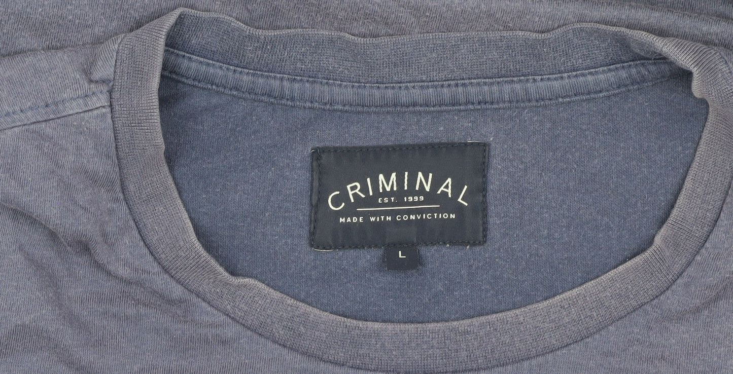 Criminal Men's Blue Graphic Adventure T-Shirt L