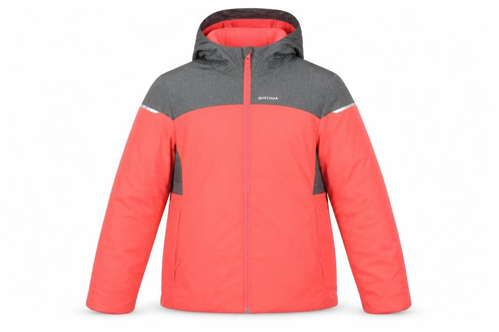 Quechua Girls Red and Grey Puffer Jacket, Size 10-11 Years