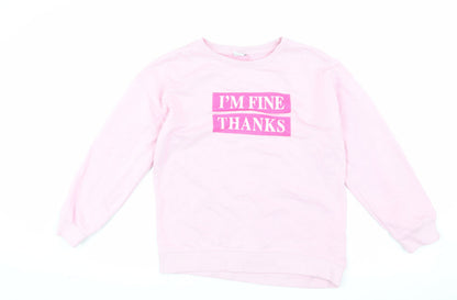 Additional front view of Zara girls’ pink pullover sweatshirt 13-14 years crew neck