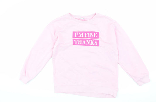Zara Girls Pink Pullover Sweatshirt 13-14 Years Crew Neck