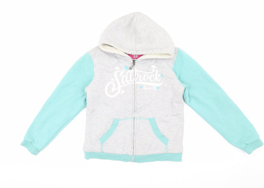 Saltrock Girls Grey Blue Hooded Jacket, 11-12 Years