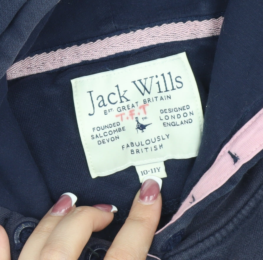 Jack Wills Girls Blue Pullover Hoodie 10-11 Years
