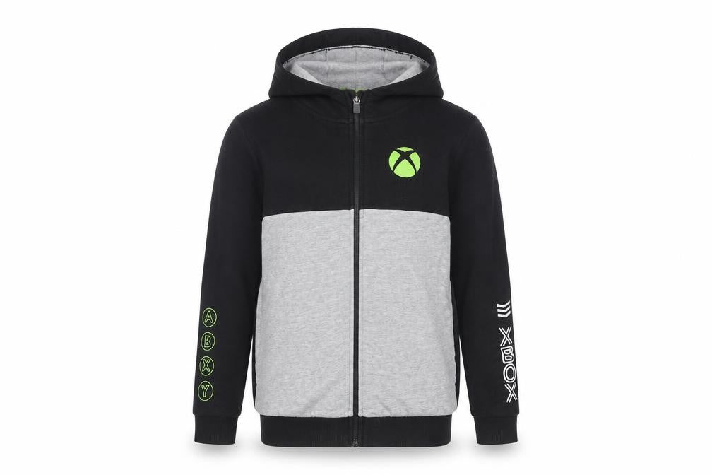 Xbox Boys Black Grey Hoodie Jacket 13-14 Gaming Full Zip