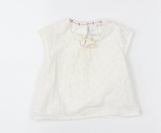 Jasper Conran Ivory Baby Blouse 9-12M, Short Sleeve Casual Top