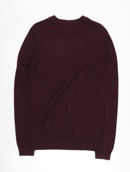 Jack & Jones Men's Red Cable-Knit Pullover Jumper S