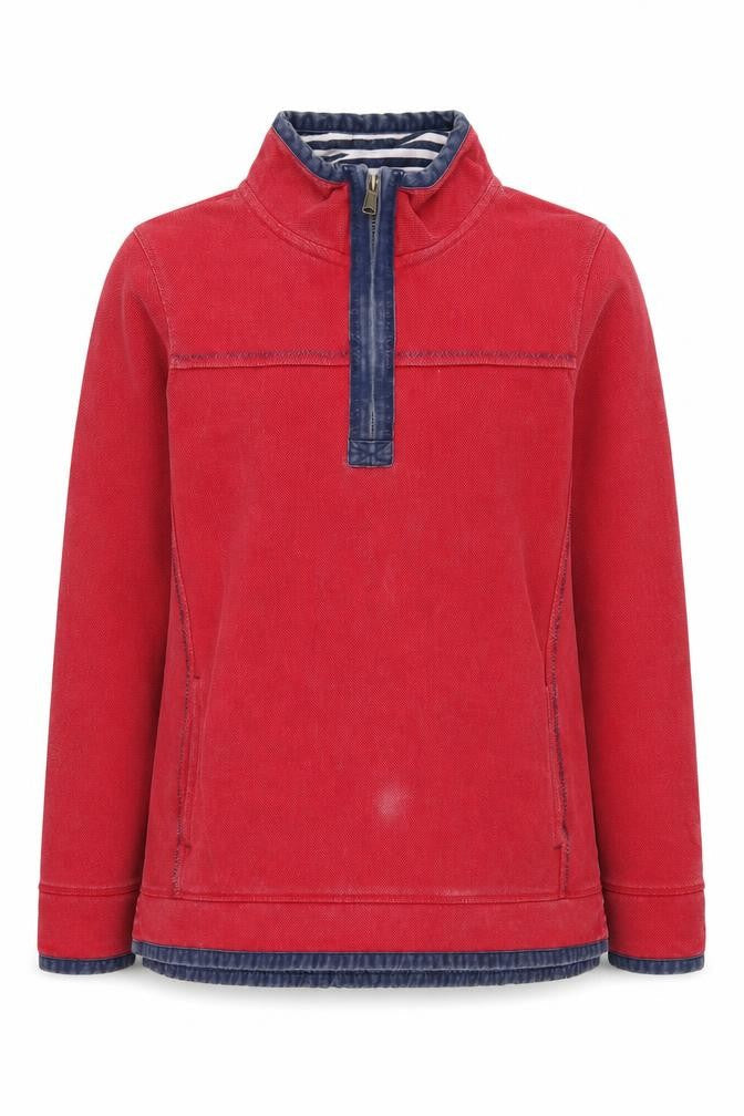 Fat Face Red Henley Sweatshirt 16, Unisex