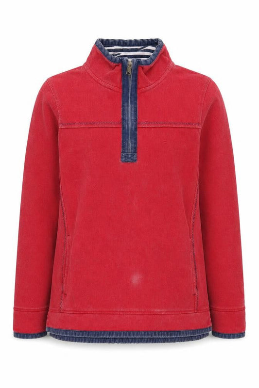FatFace Red Henley Sweatshirt 16, Unisex