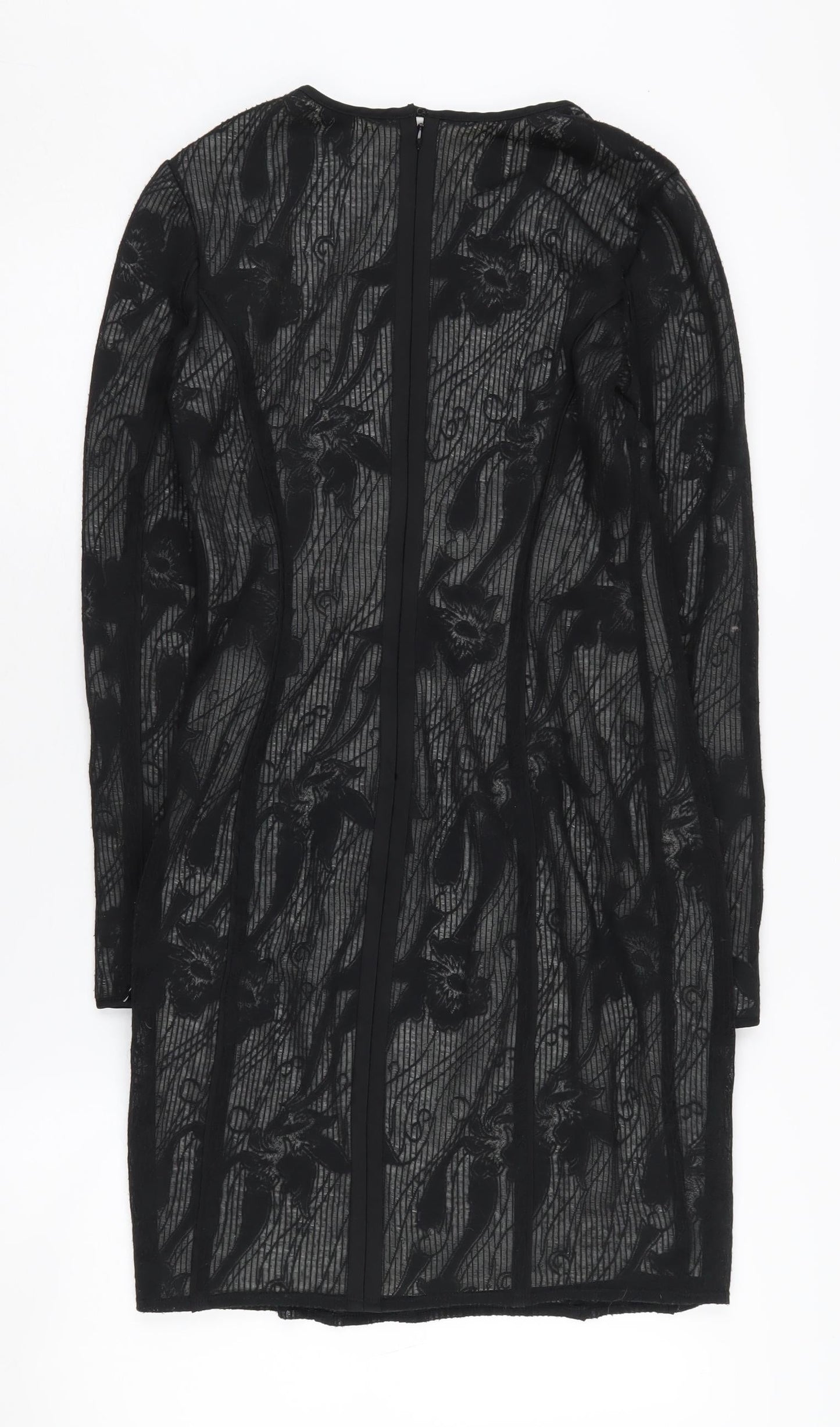 REISS Women's Black Lace Dress, Size 8, Long Sleeve