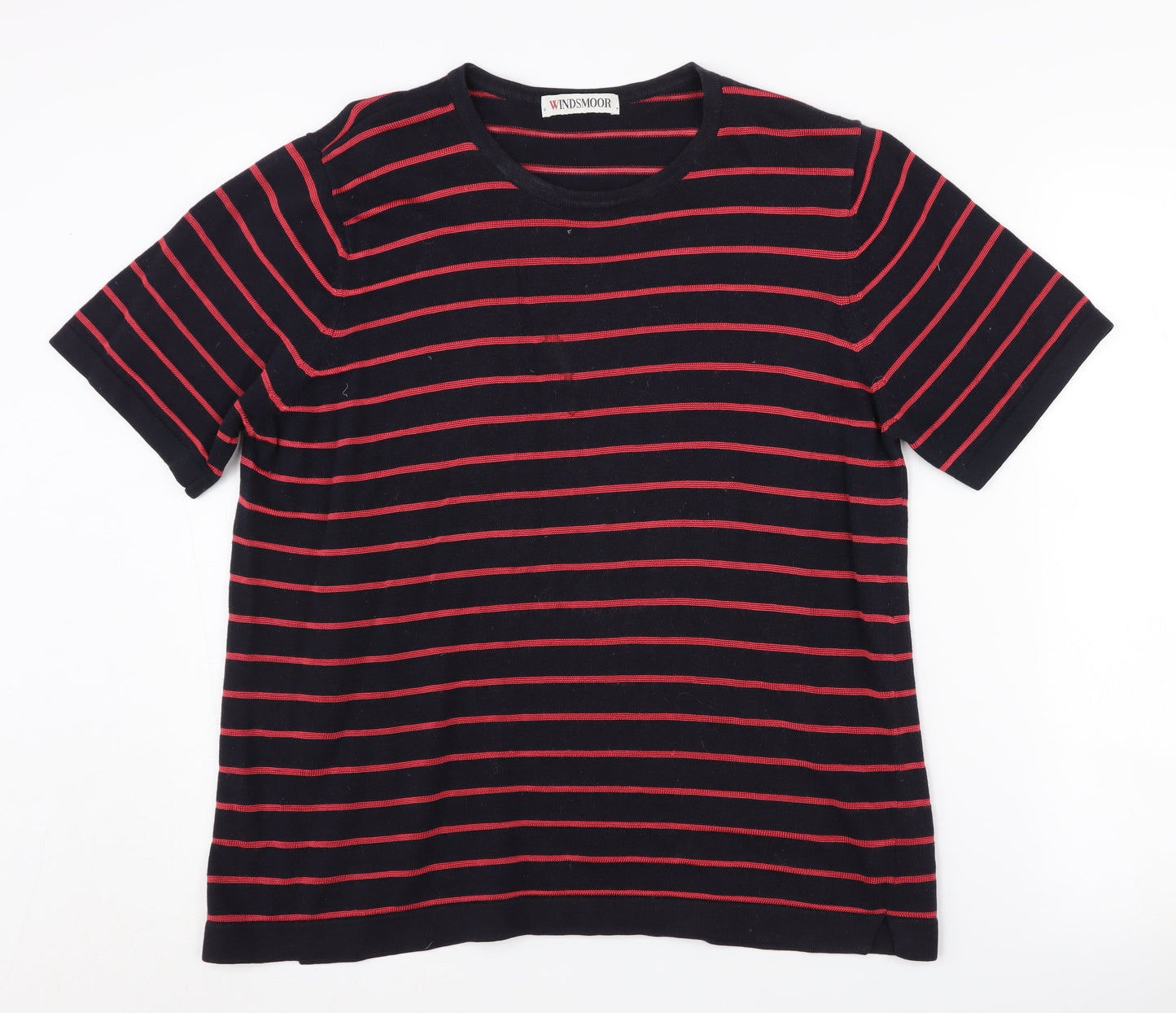 Windsmoor Women's Black Striped Crew Neck Knit Top M