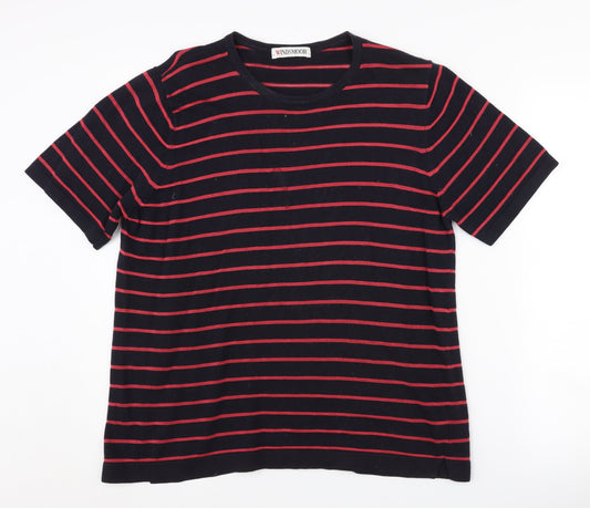 Windsmoor Women's Black Striped Crew Neck Knit Top M